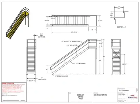 Drawings of straight stairs