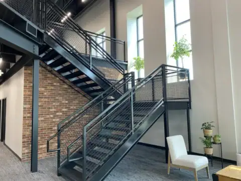 Switchback stairs in business building