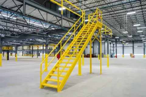 Straight yellow industrial stair